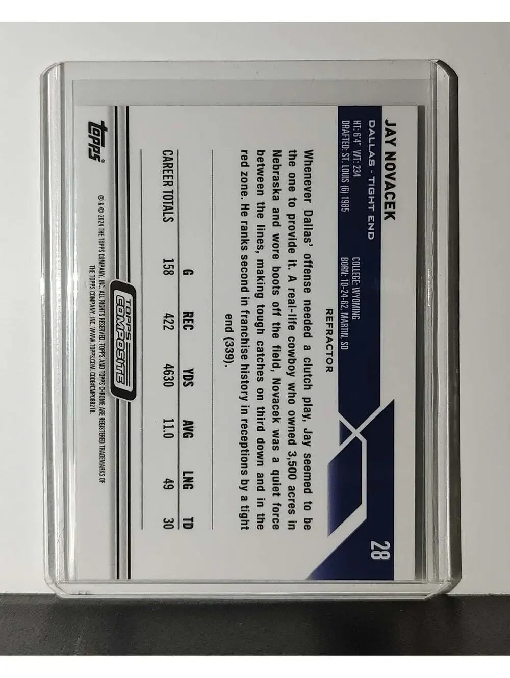 Jay Novacek 2023 Topps Chrome NFL #28 Refractor Card Dallas Cowboys
